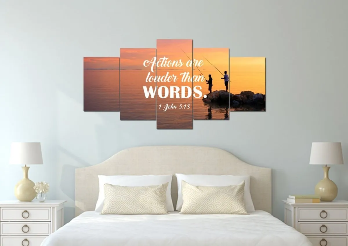 1 John 318 Actions Are Louder Than Words Canvas Wall Art Print - Christian Canvas Wall Art