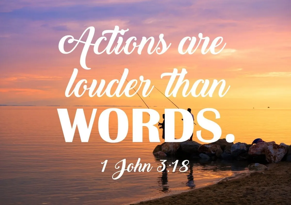 1 John 318 Actions Are Louder Than Words Canvas Wall Art Print - Christian Canvas Wall Art