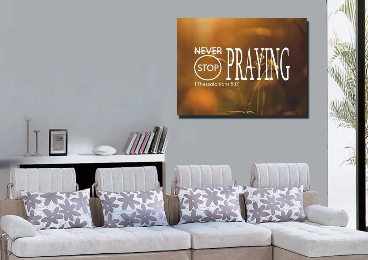 1 Thessalonians 517 Never Stop Praying Canvas Wall Art Print - Christian Canvas Wall Art