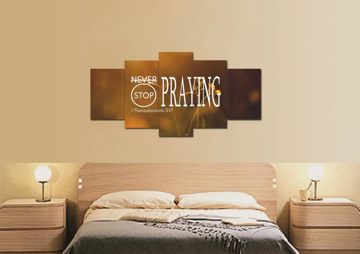 1 Thessalonians 517 Never Stop Praying Canvas Wall Art Print - Christian Canvas Wall Art