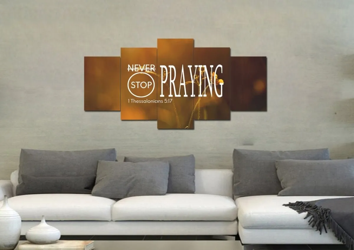 1 Thessalonians 517 Never Stop Praying Canvas Wall Art Print - Christian Canvas Wall Art