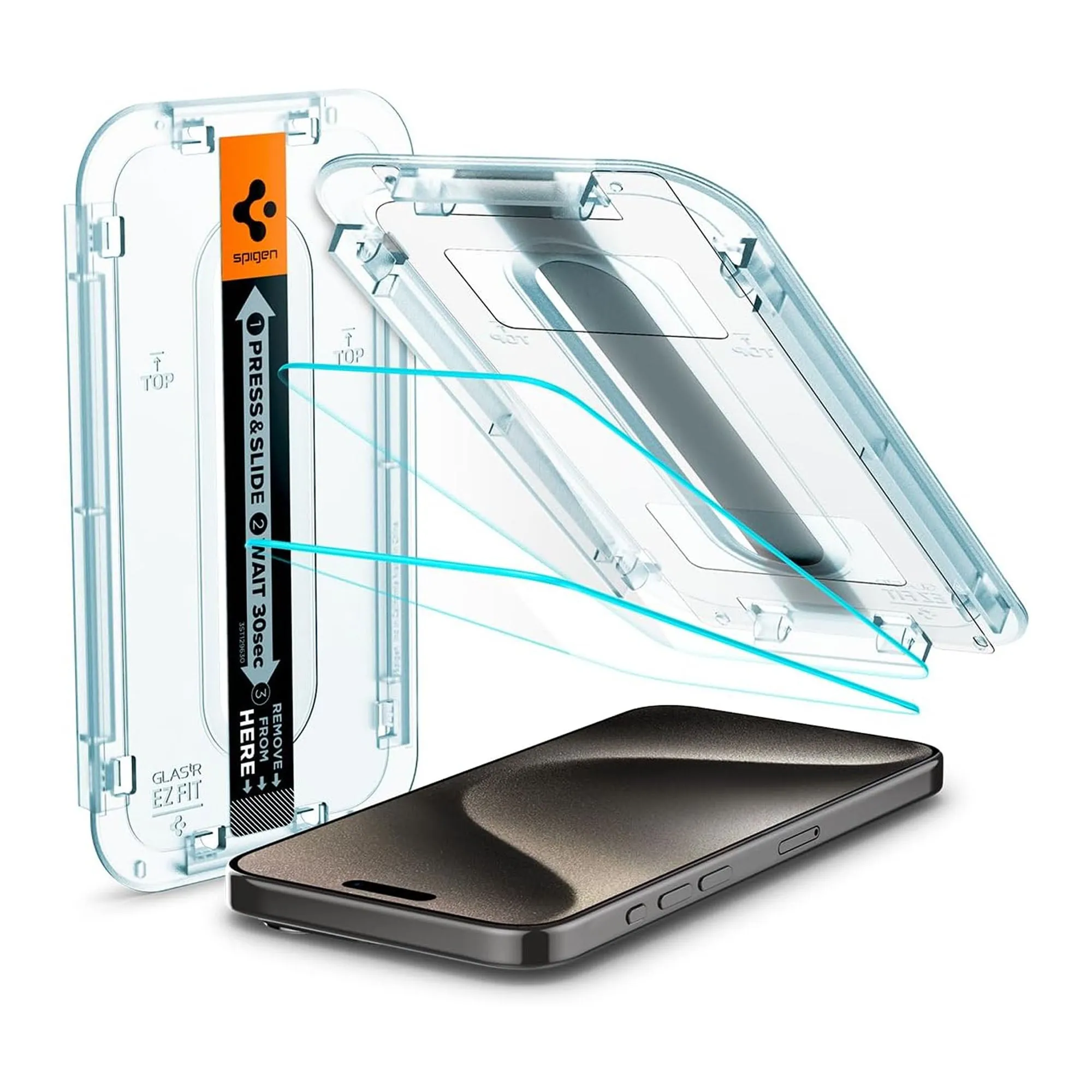 [2 PACK] Spigen Glas.tR EZ Fit Screen Protector for iPhone 15 Series - EZ Fit Tray Included - Transparency