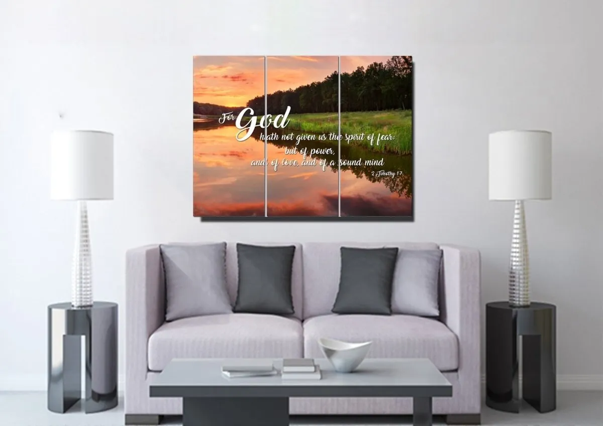 2 Timothy 17 Kjv God Gave Us Power & Love Canvas Wall Art Print - Christian Canvas Wall Art