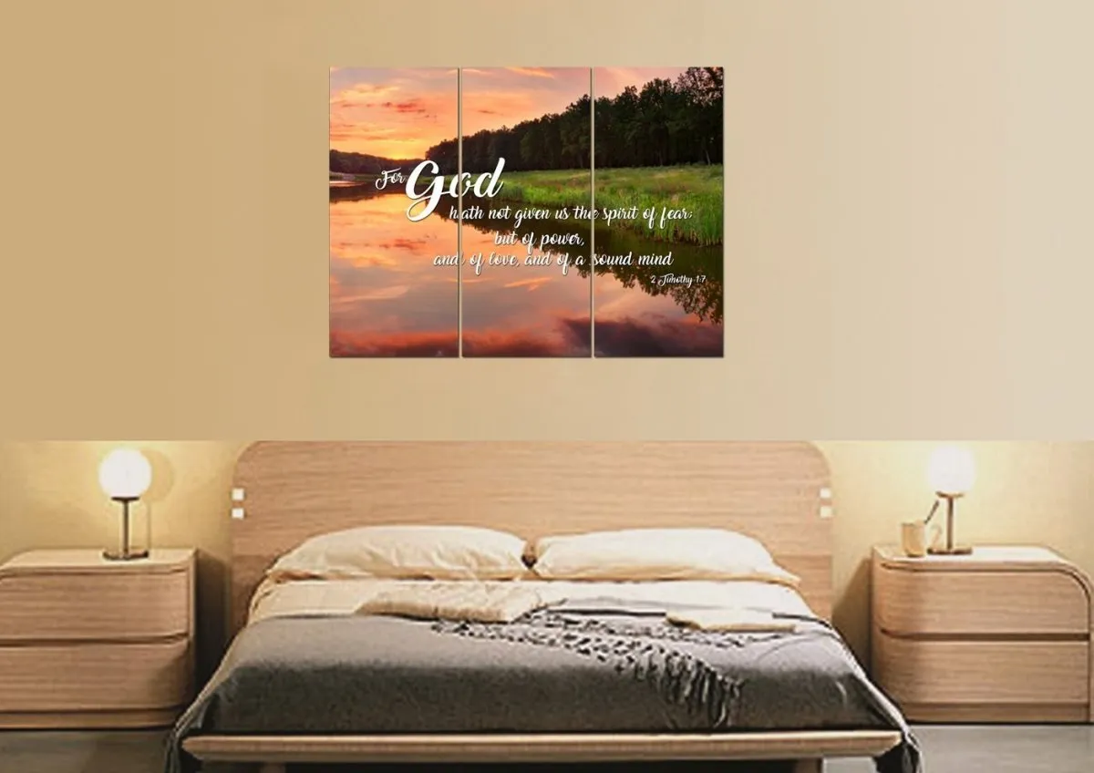 2 Timothy 17 Kjv God Gave Us Power & Love Canvas Wall Art Print - Christian Canvas Wall Art