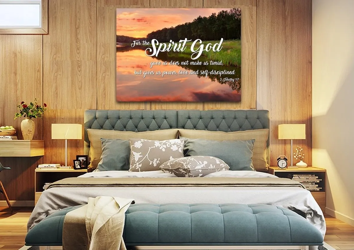 2 Timothy 17 Niv God Gave Us Power & Love Canvas Wall Art Print - Christian Canvas Wall Art