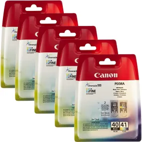 5x Canon Pixma ChromaLife 100 FINE Cartridges PG-40 Black and CL-41 Color Ink for PIXMA