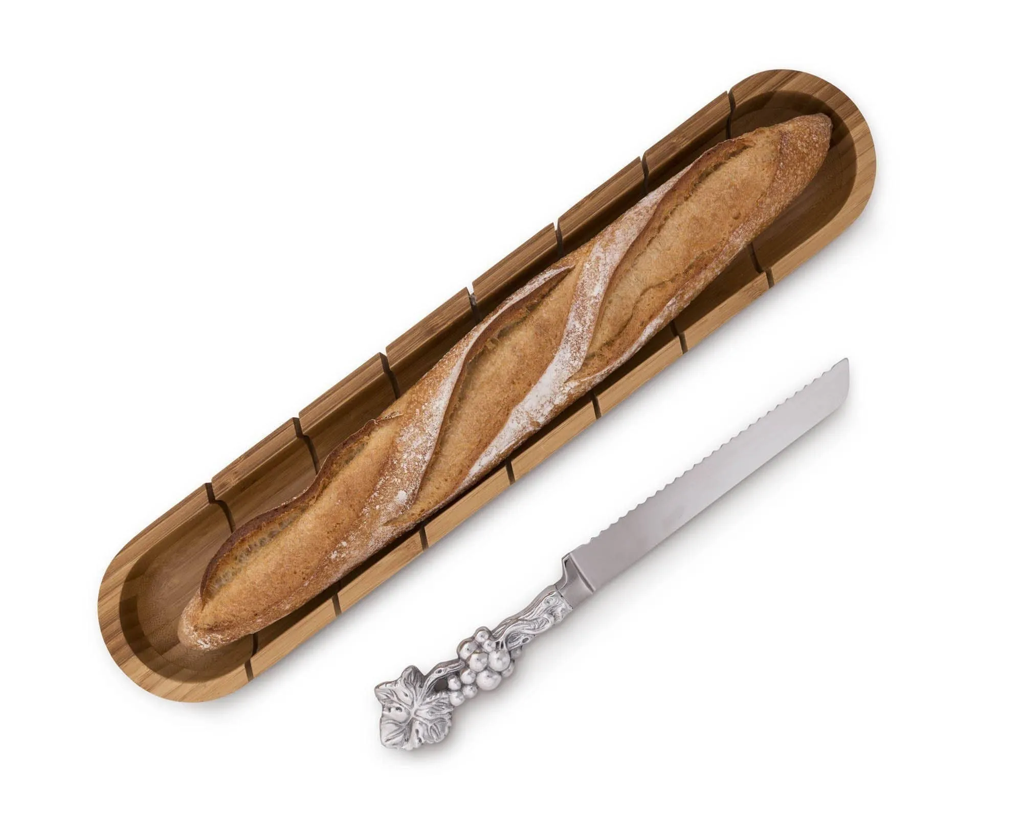 Baguette Board with Grape Bread Knife