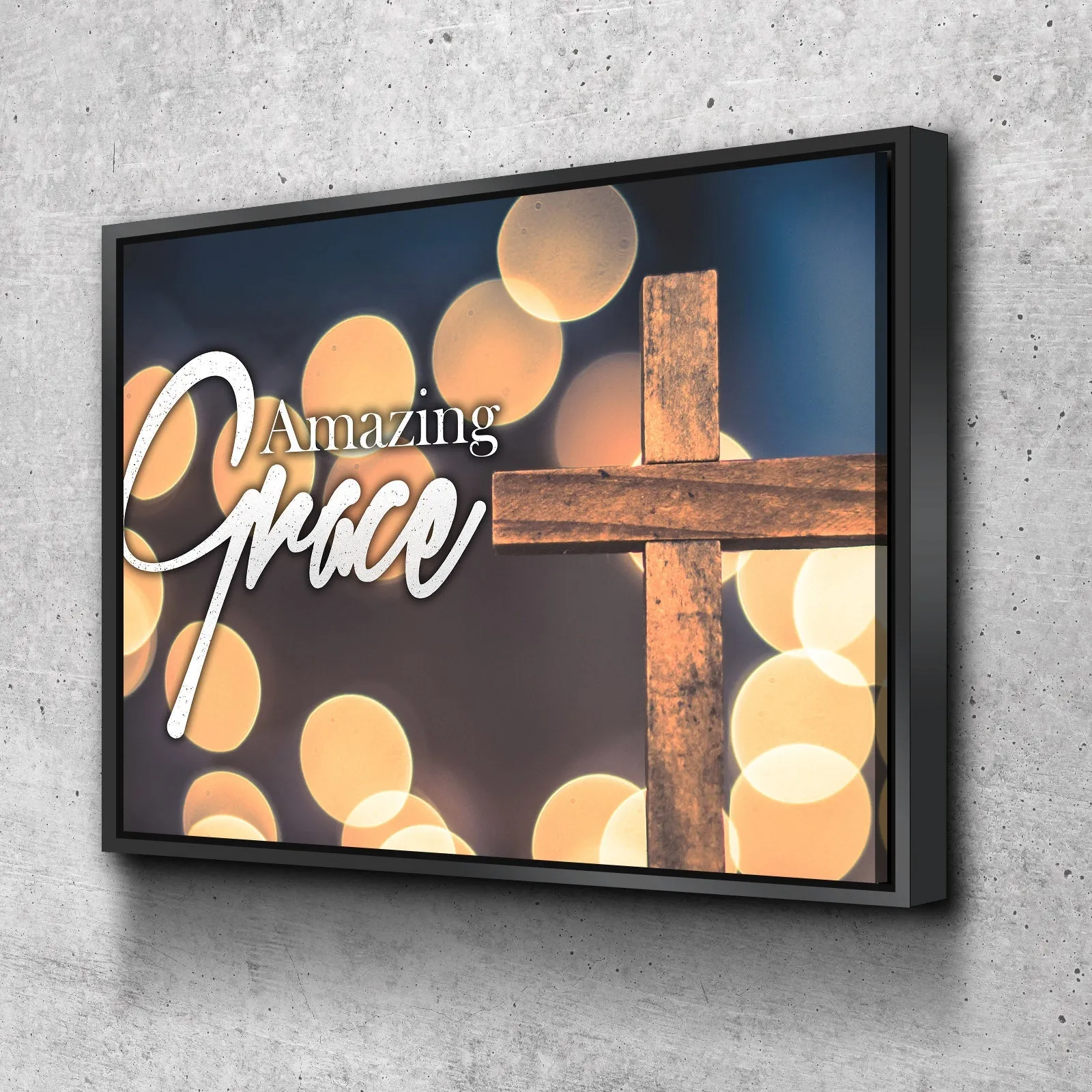 Bokeh & Cross Amazing Grace Wall Art & Decor - Christian Canvas Wall Art