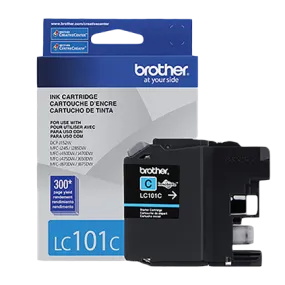 Brother Genuine Standard-Yield Cyan Ink Cartridge, 300 Pages - LC101C