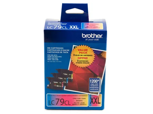 Brother Genuine Super High Yield (XXL) 3-Pack Color Ink Cartridges, 1200 Pages/Cartridge - LC793PKS