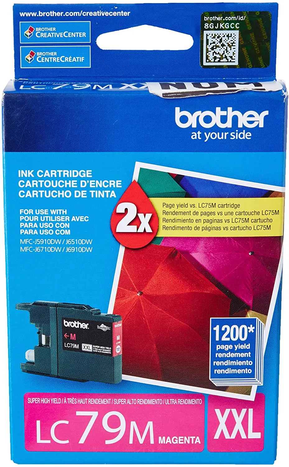 Brother Genuine Super High Yield (XXL) Magenta Ink Cartridge, 1200 Pages - LC79M