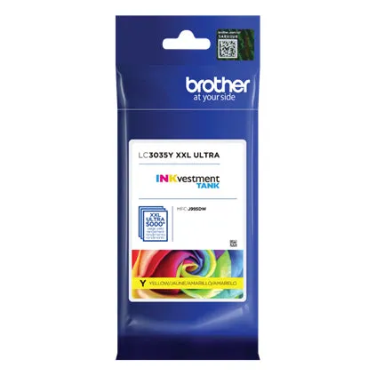 Brother INKvestment Tank Ultra High-yield Yellow Ink Cartridge, 5000 Pages - LC3035Y