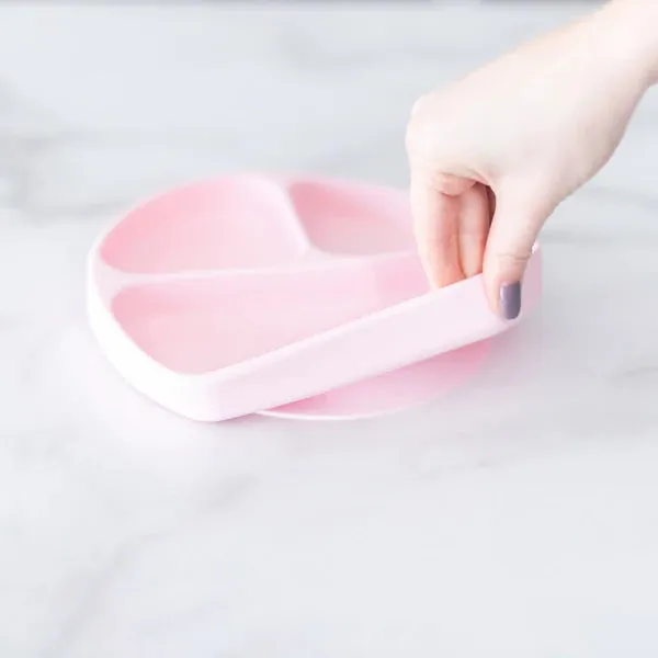 Bumkins Silicone Grip Dish 3 Sections- PINK