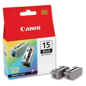 Canon BCI-15BK Black Inkjet Cartridges (Pack of 2) 8190A002