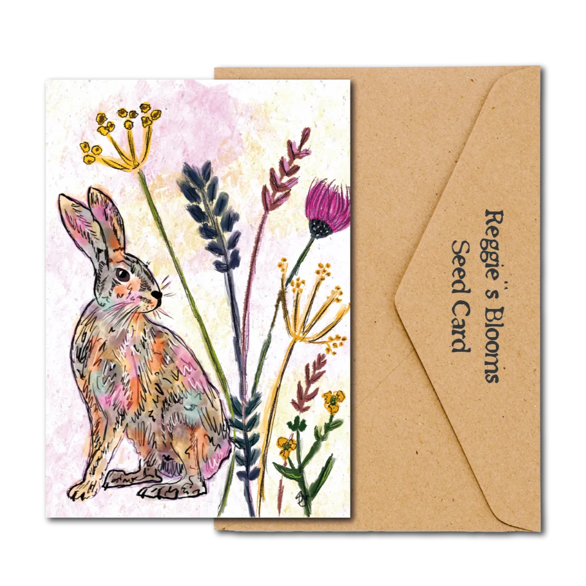 Colourful Hare Wildflower Plantable Seed Greeting Card