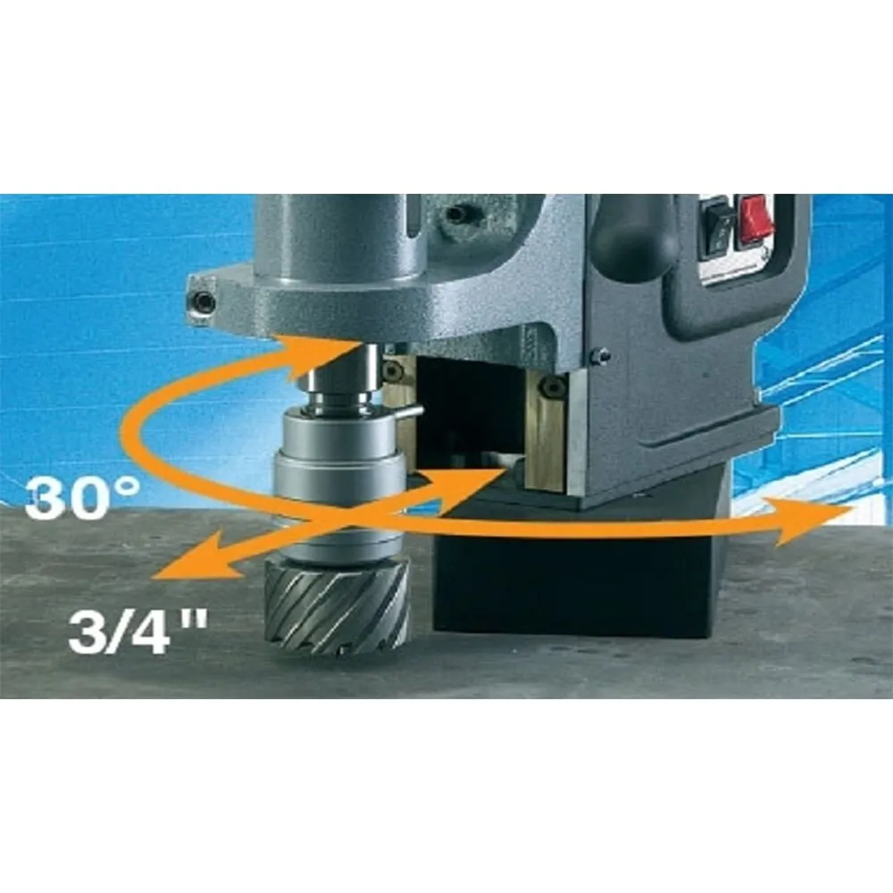 CS Unitec MAB 845 Magnetic Drill with Adjustable Base | 4-1/16" | Variable Speed through 4-Gears, Variable Torque, Power Assist, Reversible Motor, Large Stroke