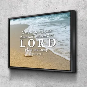 Exodus 1413 Watch The Lord Rescue You Canvas Wall Art Print - Christian Canvas Wall Art