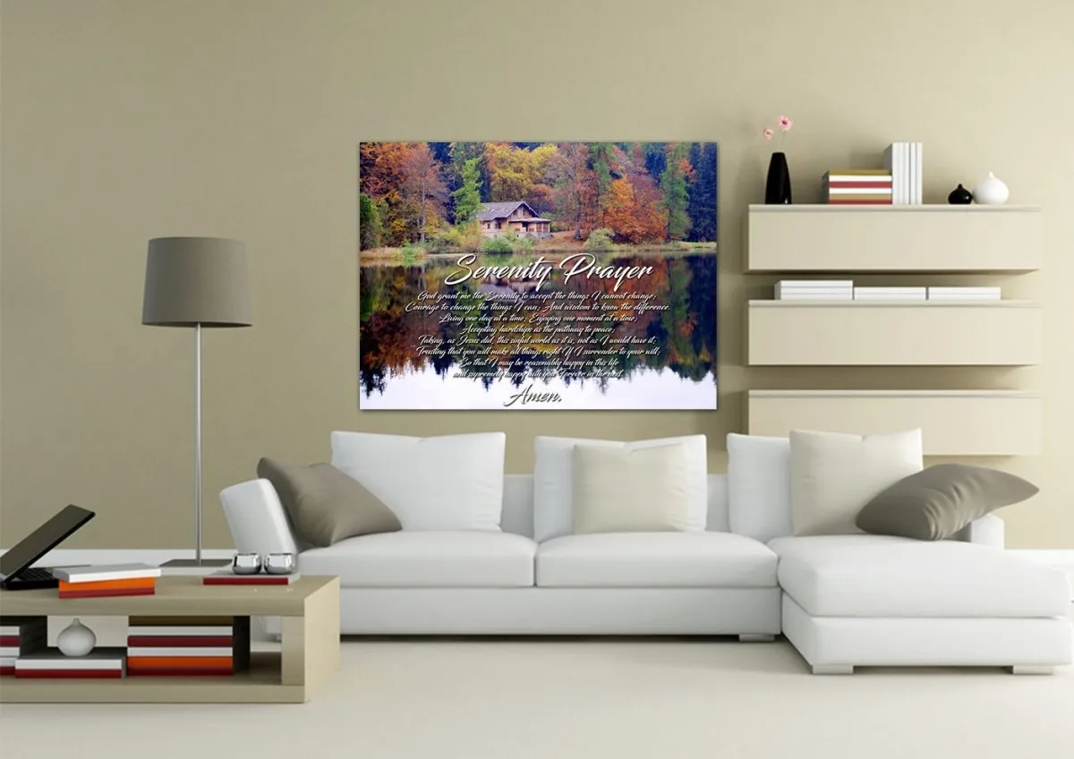 Fall Lake Serenity Prayer Wall Art - Christian Canvas Wall Art