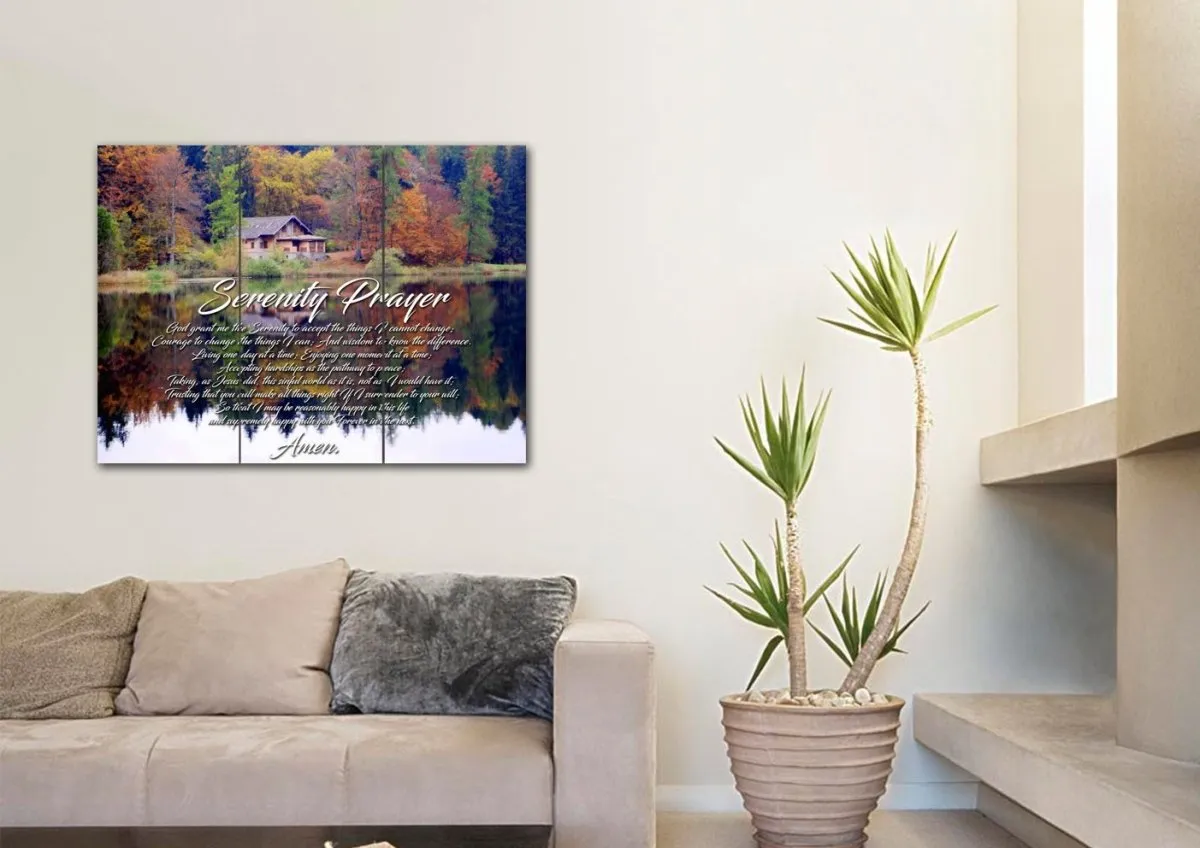 Fall Lake Serenity Prayer Wall Art - Christian Canvas Wall Art