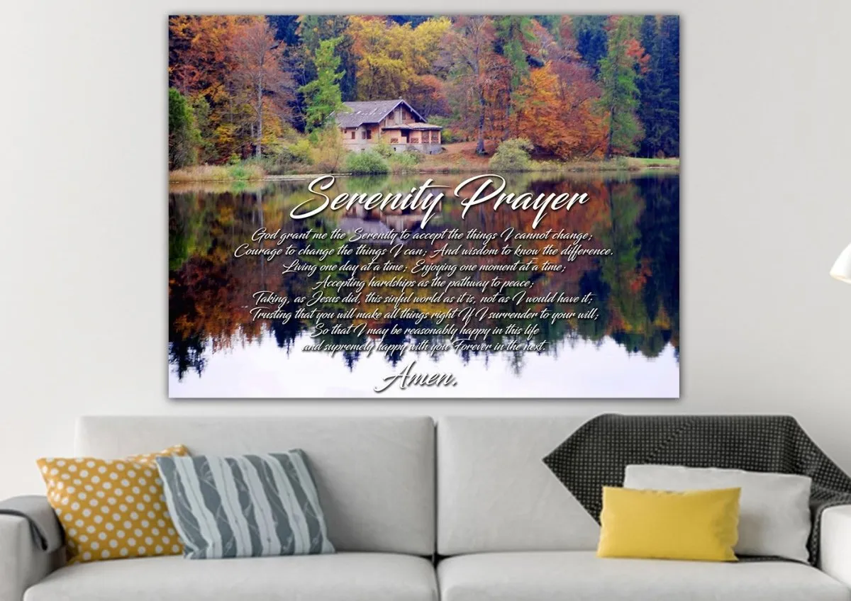 Fall Lake Serenity Prayer Wall Art - Christian Canvas Wall Art