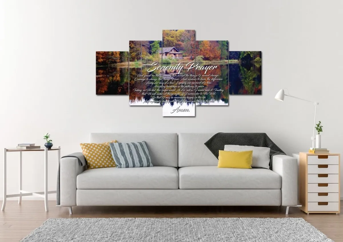 Fall Lake Serenity Prayer Wall Art - Christian Canvas Wall Art