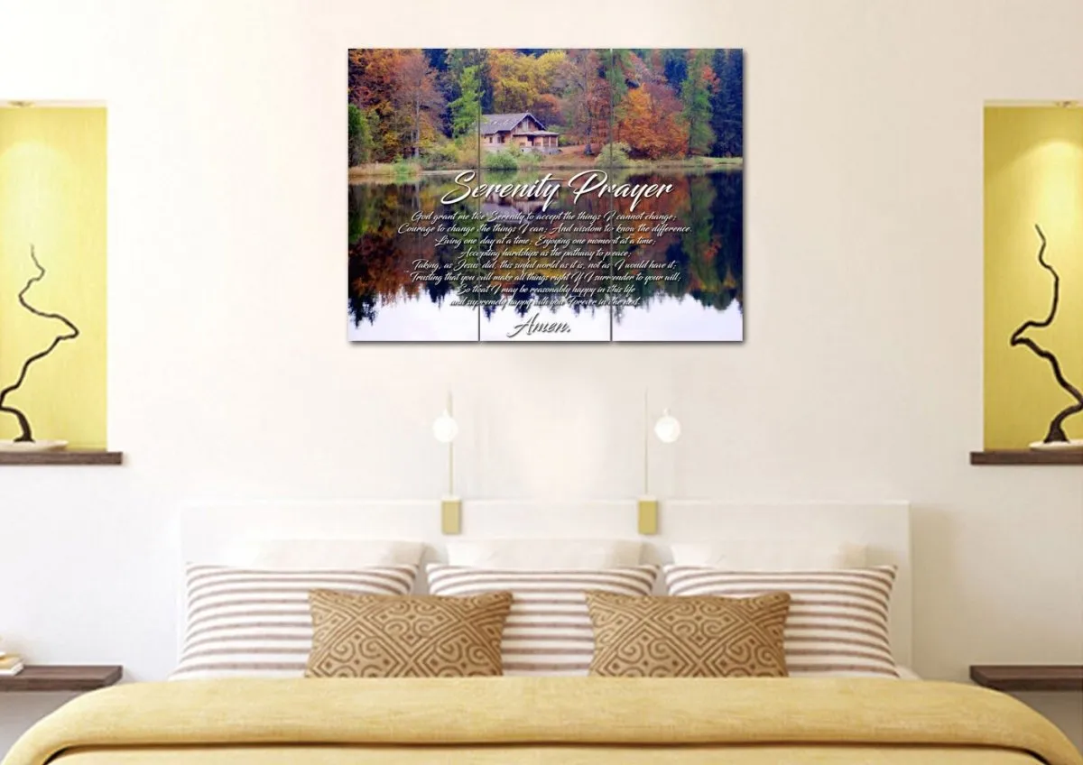 Fall Lake Serenity Prayer Wall Art - Christian Canvas Wall Art