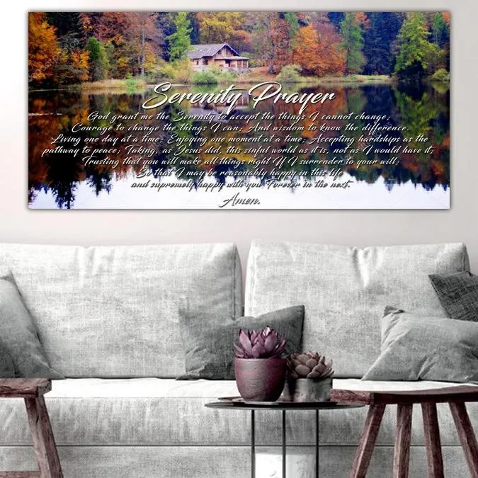 Fall Lake Serenity Prayer Wall Art - Christian Canvas Wall Art