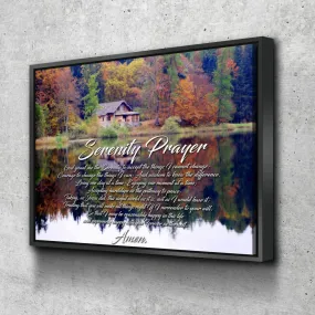 Fall Lake Serenity Prayer Wall Art - Christian Canvas Wall Art