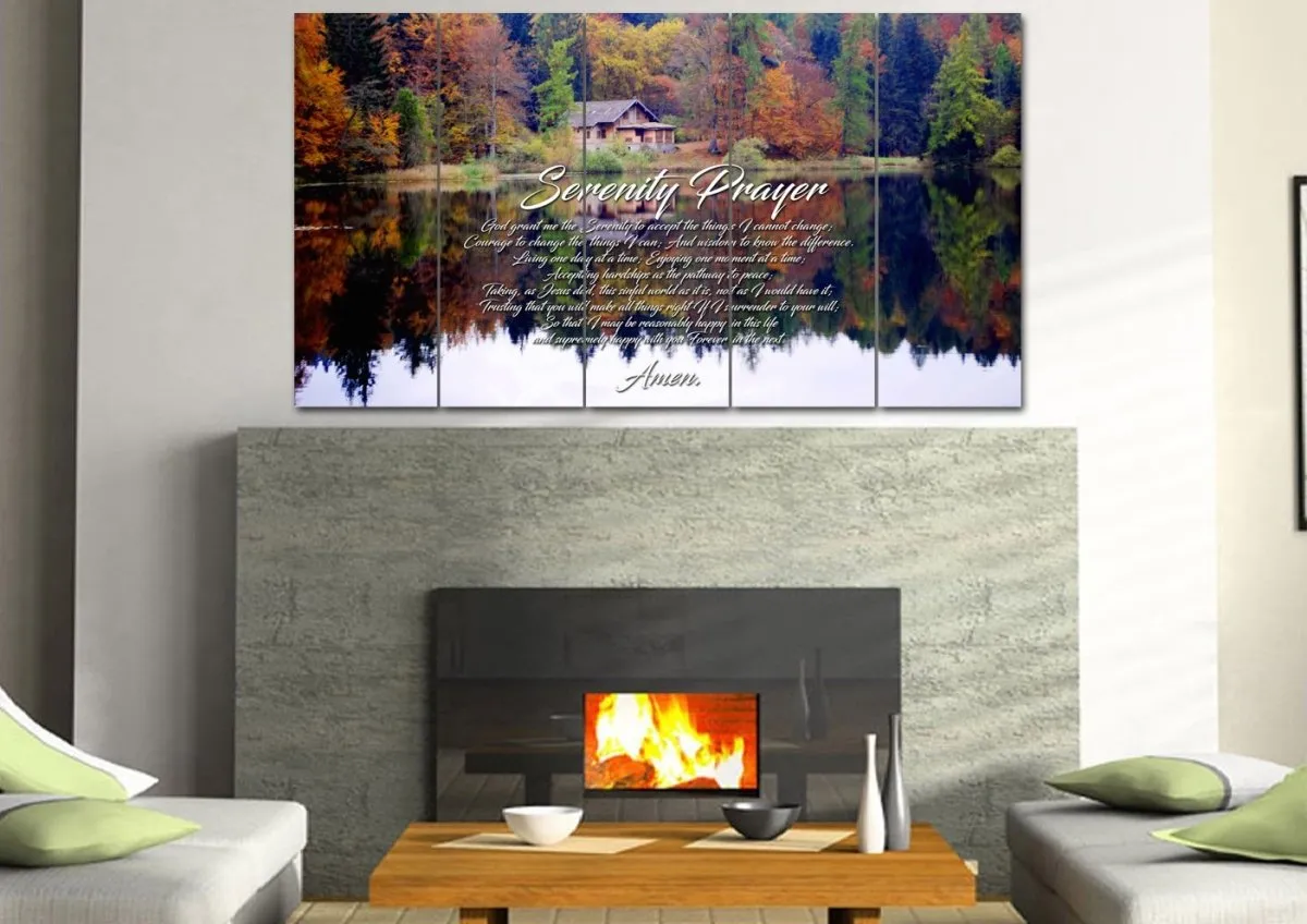 Fall Lake Serenity Prayer Wall Art - Christian Canvas Wall Art