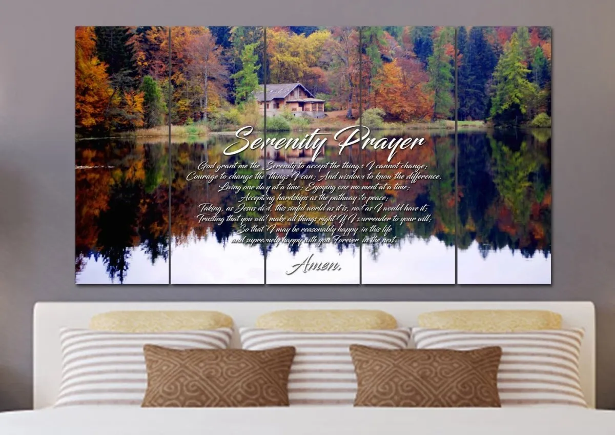 Fall Lake Serenity Prayer Wall Art - Christian Canvas Wall Art