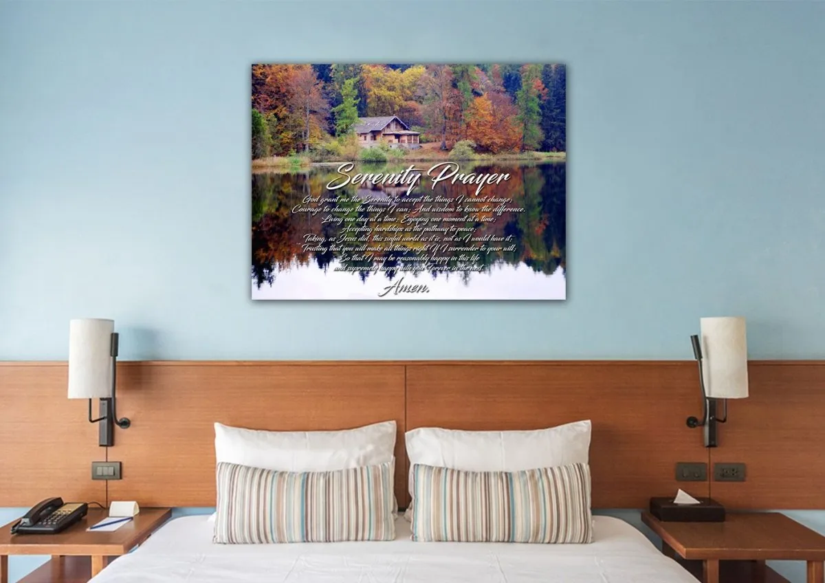 Fall Lake Serenity Prayer Wall Art - Christian Canvas Wall Art