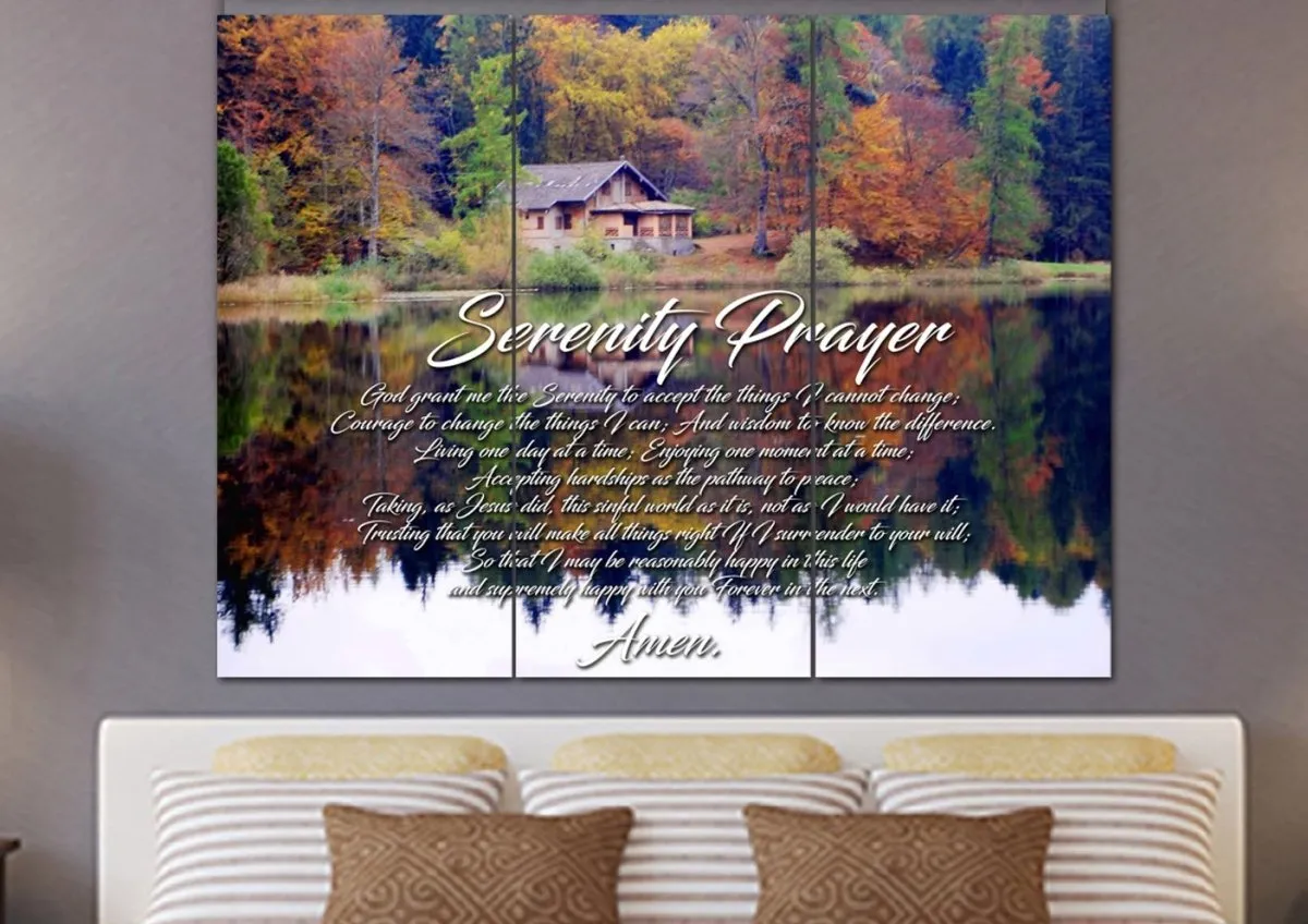 Fall Lake Serenity Prayer Wall Art - Christian Canvas Wall Art