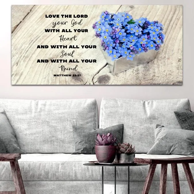 Flower Pot Love The Lord Your God Wall Art - Christian Canvas Wall Art