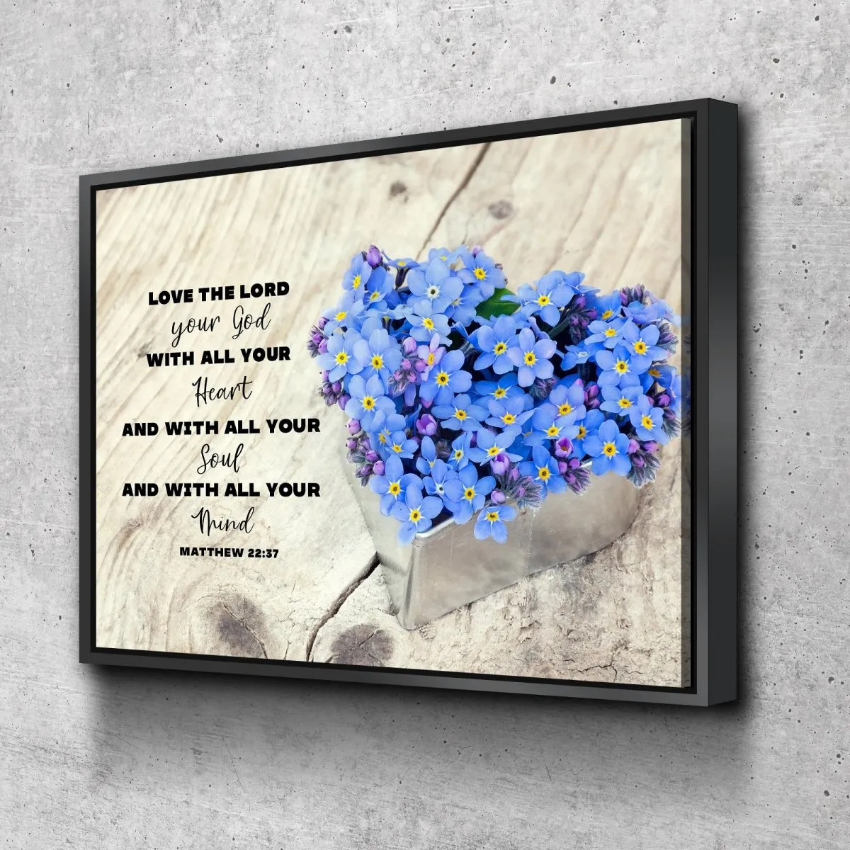 Flower Pot Love The Lord Your God Wall Art - Christian Canvas Wall Art