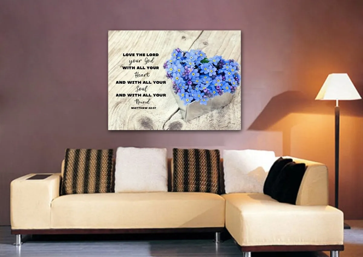 Flower Pot Love The Lord Your God Wall Art - Christian Canvas Wall Art