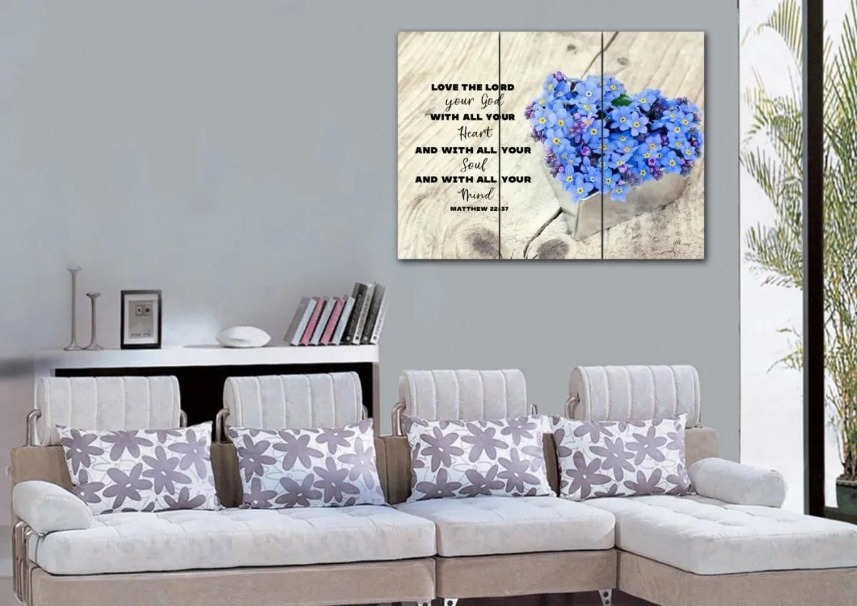 Flower Pot Love The Lord Your God Wall Art - Christian Canvas Wall Art