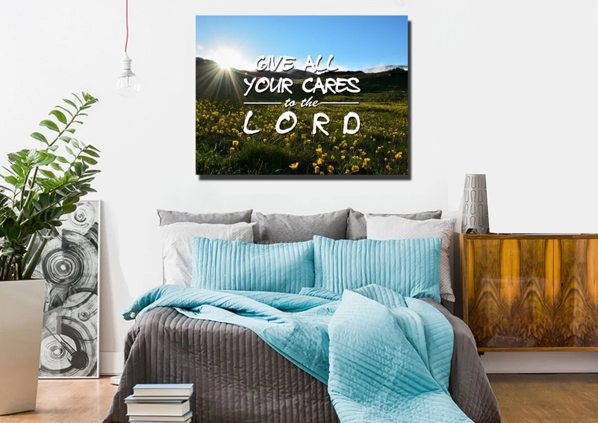 Give All Your Cares To The Lord Wall Art Canvas Print - Christian Canvas Wall Art