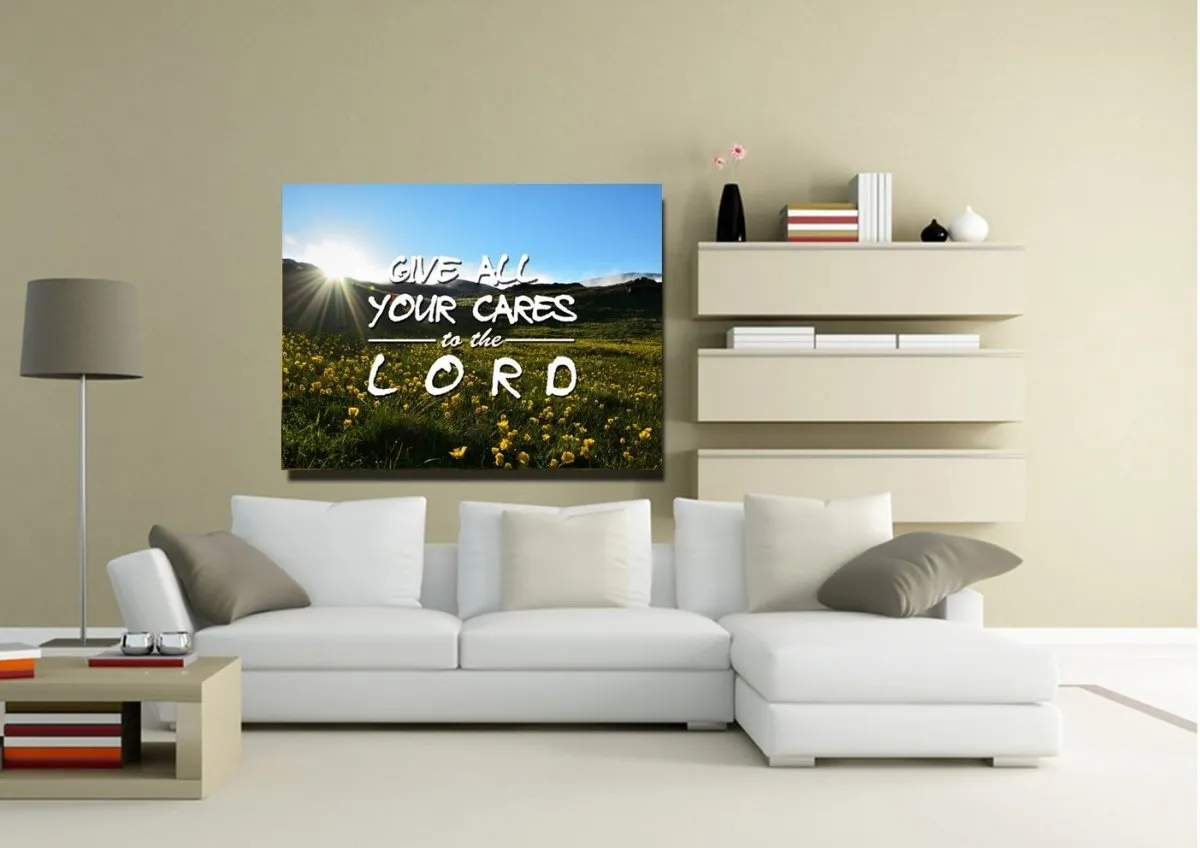 Give All Your Cares To The Lord Wall Art Canvas Print - Christian Canvas Wall Art