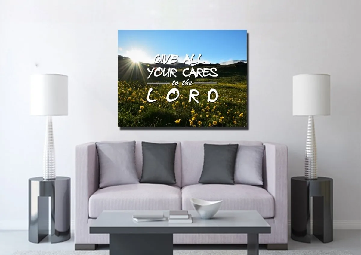 Give All Your Cares To The Lord Wall Art Canvas Print - Christian Canvas Wall Art