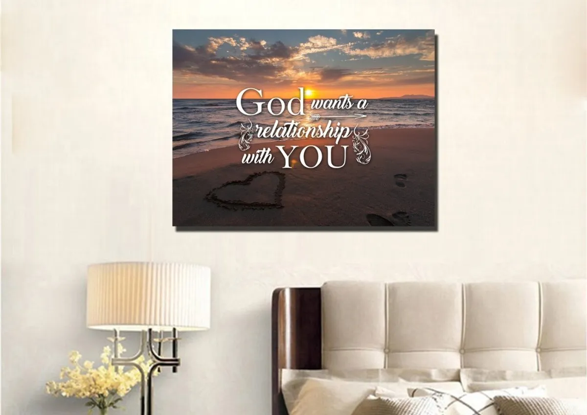 God Wants A Relationship With You Canvas Wall Art Print - Christian Canvas Wall Art