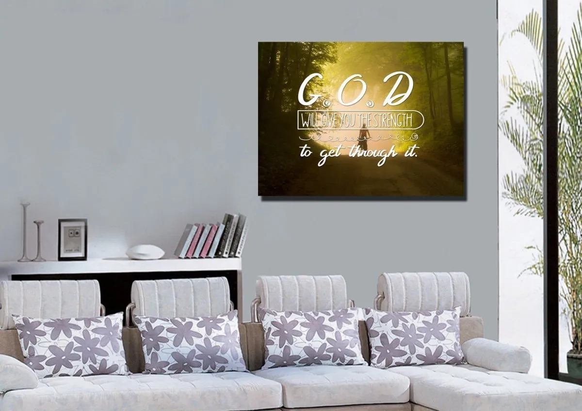 God Will Give You The Strength To Get Through It Wall Art Canvas Print - Christian Canvas Wall Art