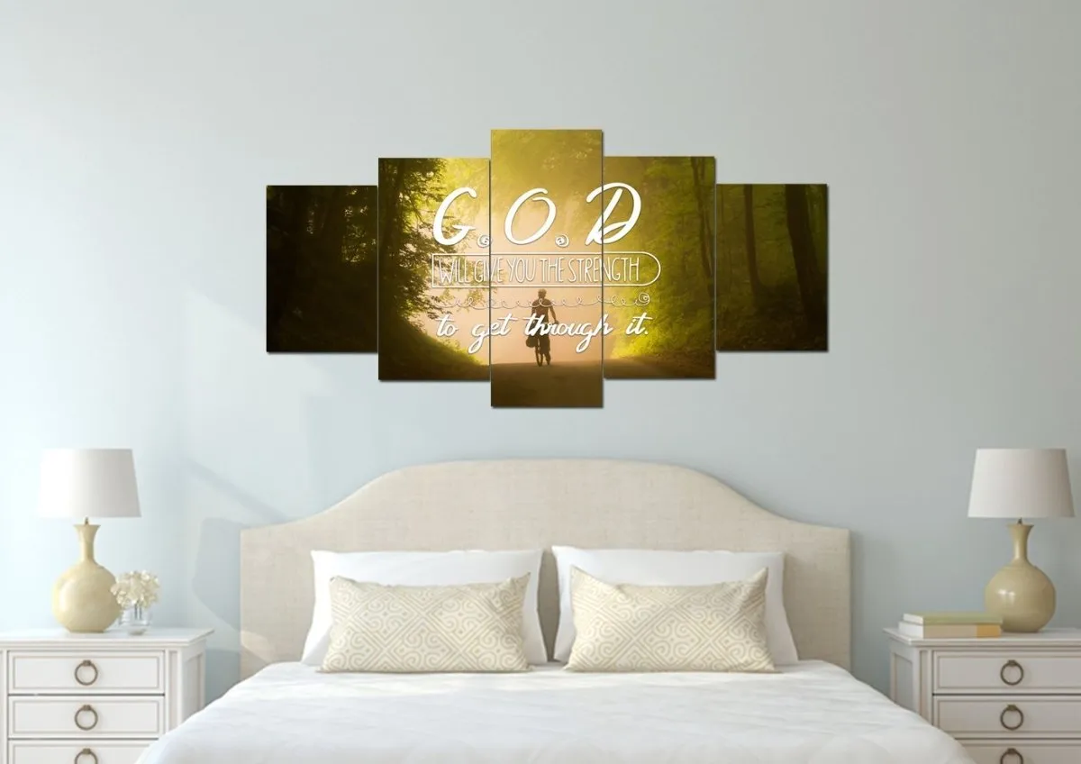 God Will Give You The Strength To Get Through It Wall Art Canvas Print - Christian Canvas Wall Art