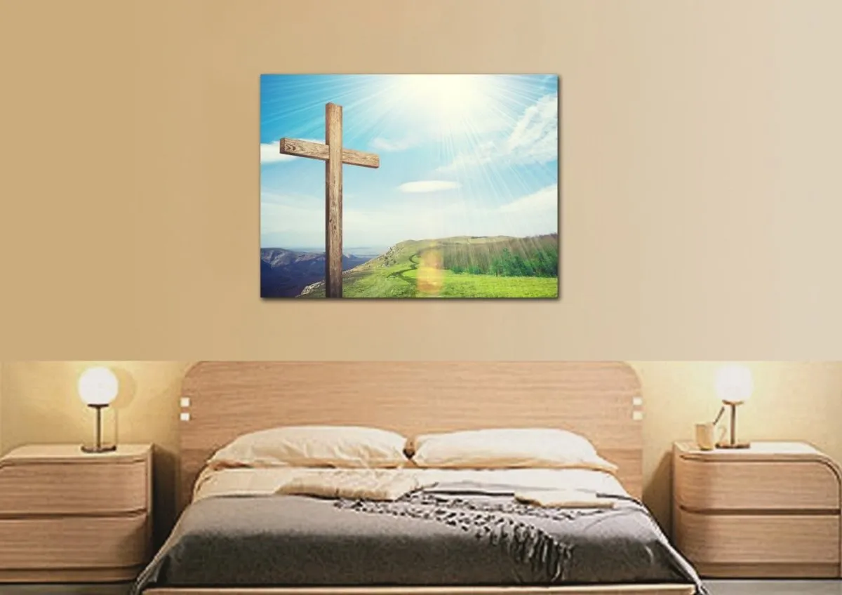 Gods Sunshine On Cross - Christian Canvas Wall Art