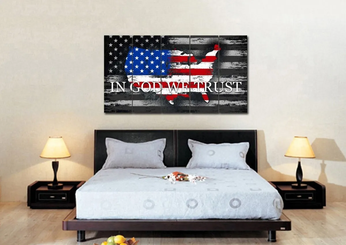 In God We Trust #18 American Flag Patriotic Wall Art - Christian Canvas Wall Art