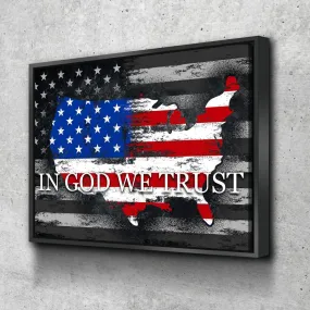 In God We Trust #18 American Flag Patriotic Wall Art - Christian Canvas Wall Art