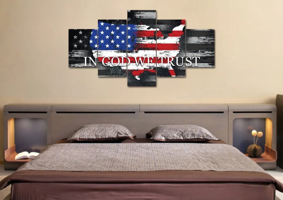 In God We Trust #18 American Flag Patriotic Wall Art - Christian Canvas Wall Art