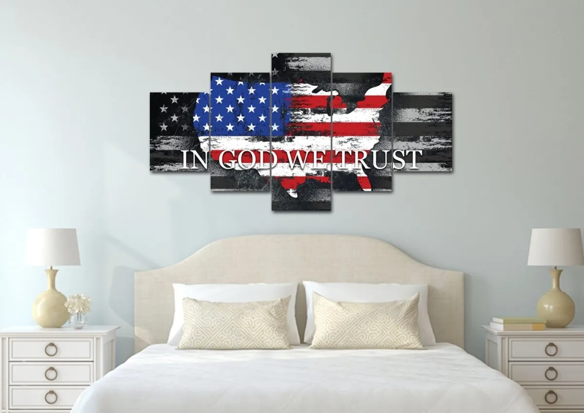 In God We Trust #18 American Flag Patriotic Wall Art - Christian Canvas Wall Art