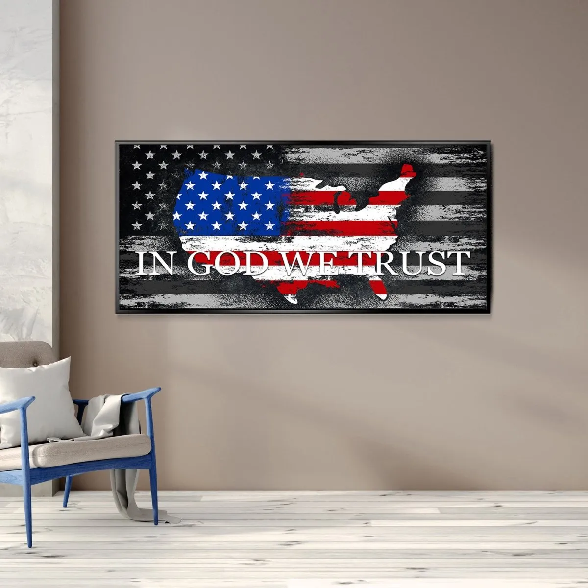 In God We Trust #18 American Flag Patriotic Wall Art - Christian Canvas Wall Art