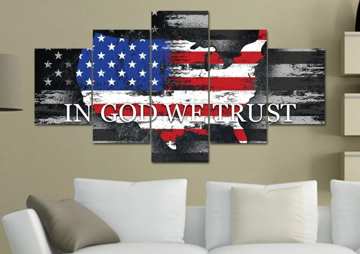 In God We Trust #18 American Flag Patriotic Wall Art - Christian Canvas Wall Art