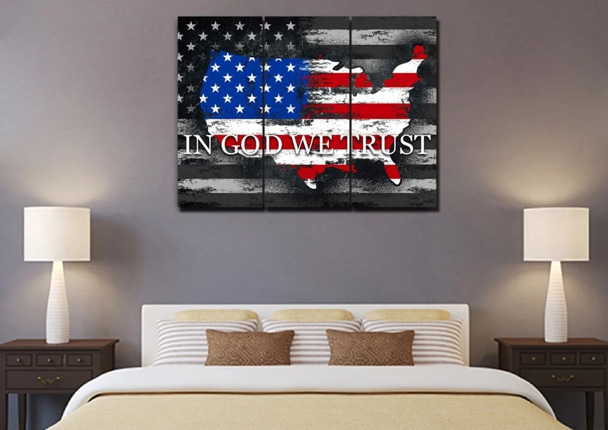 In God We Trust #18 American Flag Patriotic Wall Art - Christian Canvas Wall Art